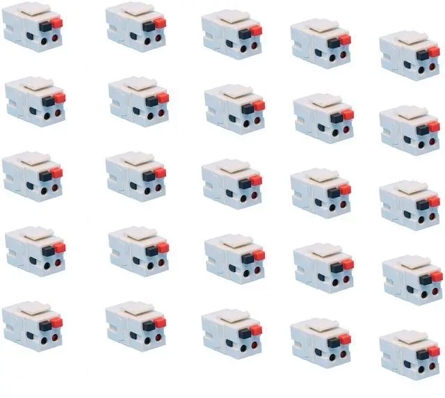 Main image of Speaker Keystone Jack Spring Loaded Speaker Jack for Keystone Wall Plate, Female to Female, for Home Theater Wall Plates - White (25-Pack)
