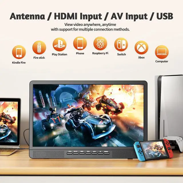 Alt view image 3 of 4 - 18.5" Portable TV for Camping, HD 1080P Small TV with Antenna for Kitchen, RV, Boat, Truck, Home, Bedroom, Support USB/HDMI/AV Input