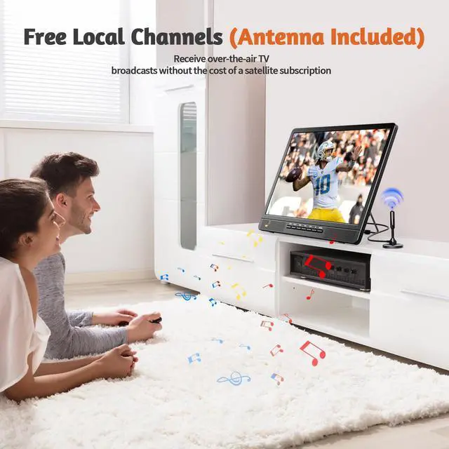 Alt view image 4 of 4 - 18.5" Portable TV for Camping, HD 1080P Small TV with Antenna for Kitchen, RV, Boat, Truck, Home, Bedroom, Support USB/HDMI/AV Input