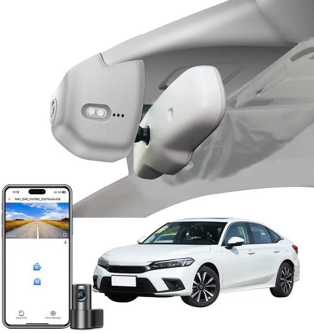 Main image of Front 4K & Rear 1080p Dash Cam Custom fit for 11th Honda Civic 2022-2026(Model B Gray), Si Type R Hatchback XL Sport SE EX_L Touring 1.5 2.0T, Integrated OEM Look, WiFi & App, 128GB Card