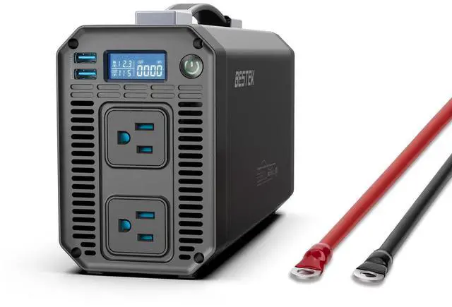 Main image of 1200 Watt Power Inverter, 12V DC to 110V AC Car Inverter with LCD Display, 2 AC Outlets, 5V/2.4A USB Port, Cables Included, Car Power Converter for Truck, Home, Vehicles, Laptop