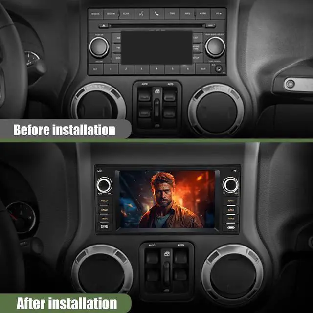 Alt view image 2 of 4 - 4Core 64GB ROM Car Radio Stereo for Dodge Ram 1500 2500 3500 2009-2012 Jeep Wrangler 2007-2018 Avenger Challenger, 7 Inch Touch Screen with Wireless CarPlay Android Auto Backup Camera