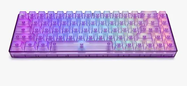 Main image of Crystal Amethyst Basecamp 65% Mechanical USB Wired Gaming Keyboard, White Flame Switches, Programable RGB, Transparent/Translucent, Hot-Swappable, Deep Thock Creamy Sounding PC Keyboard