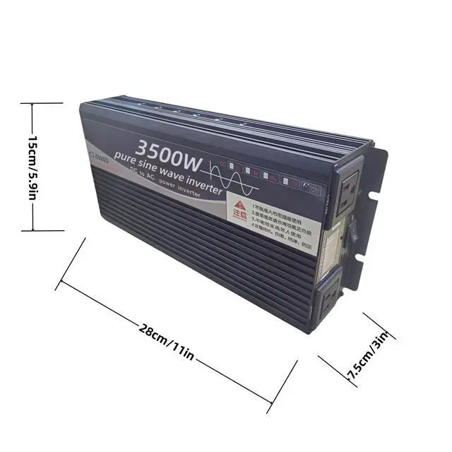 Alt view image 2 of 4 - 3500W Power Inverter 12V DC to 110V AC Converter with LED Display Dual AC Outlets Dual Fans Radiating for RV, Camp, Boat and Home Emergency Portable Pure Sine Wave Inverter (Smart Screen, 3500W 12V)