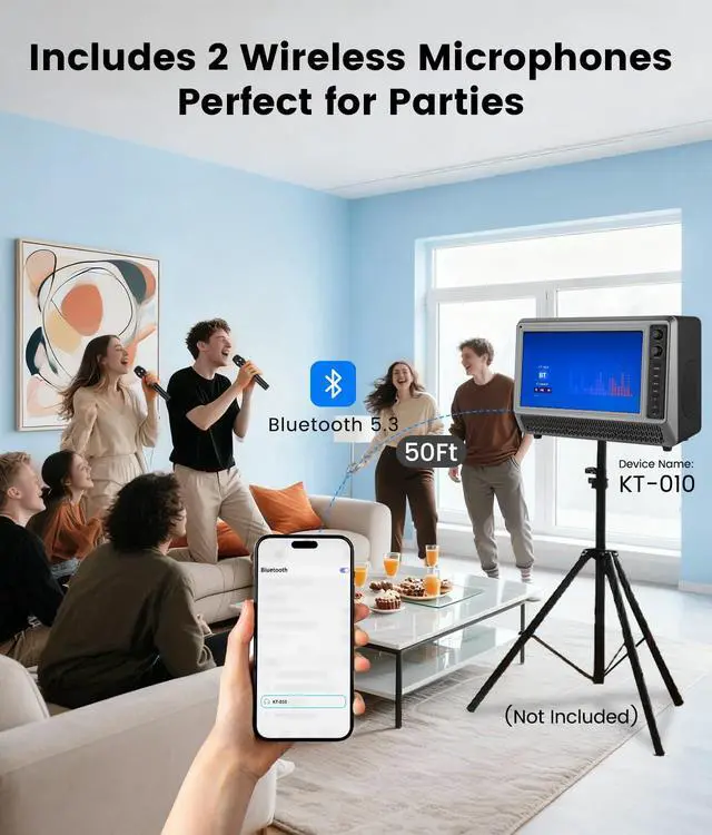 Alt view image 4 of 4 - 15.6 Small Smart TV Built-in Bluetooth Speaker System, 200W Peak Power, 1080P FHD Smart Television with Wi-Fi/HDMI/USB/AUX for Home Entertainment & Camping