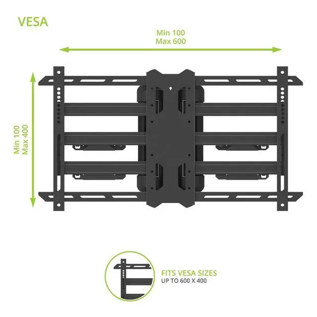 Alt view image 3 of 4 - PDC650 Full Motion Corner TV Mount for 37-inch to 70-inch TVs | Supports up to 125 lbs (56 kg) | Swivel 40° | Tilt +15°/-3°