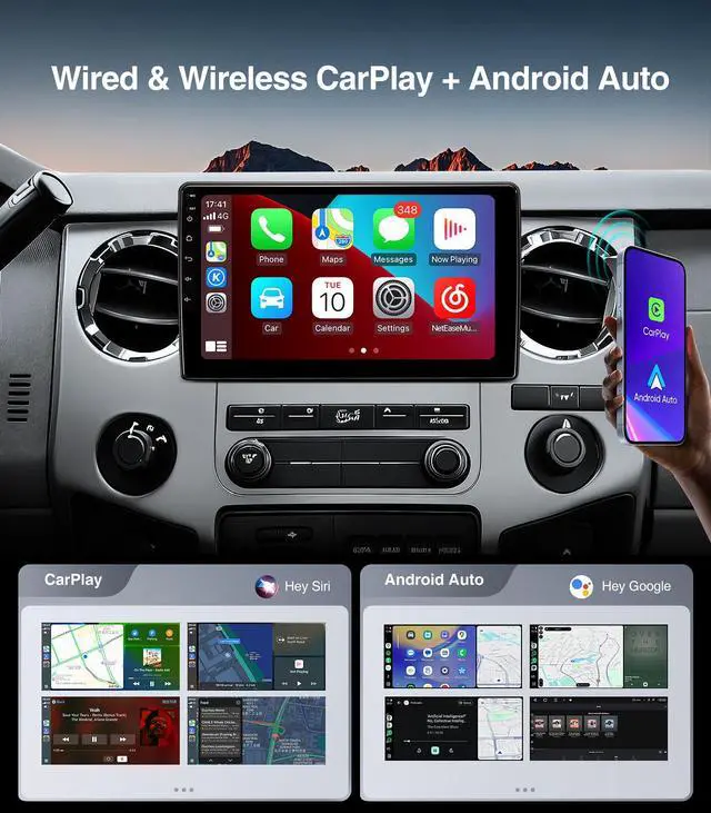 Alt view image 4 of 4 - 10" QLED Android 13 Car Stereo for Ford F150 2004-2008, F250 F350 2008-2016 Radio Upgrade Wireless CarPlay Android Auto Radio, Touchscreen, 5G WiFi,1080P Backup Camera, Dash Kit, GPS Navigation