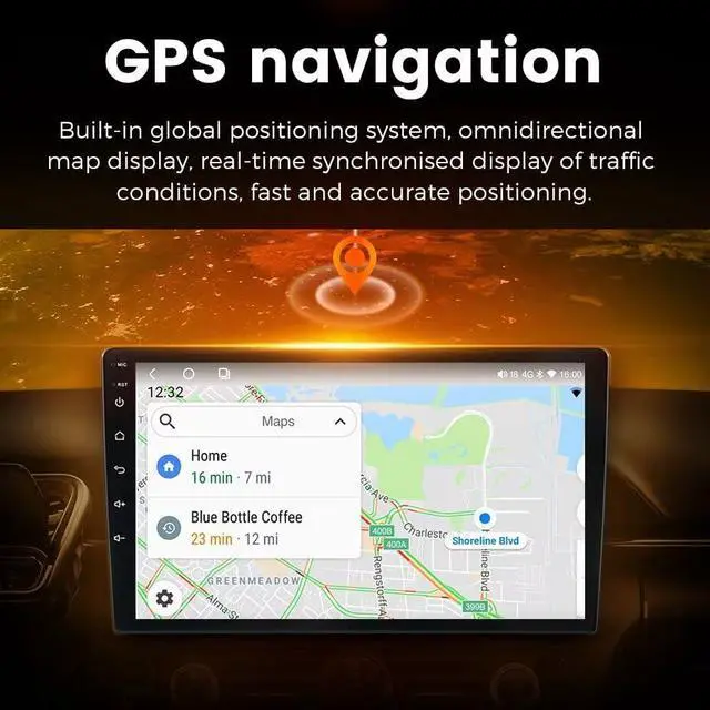 Alt view image 4 of 4 - Stereo Radio for Toyota Camry 2018 2019 2020 - Wireless Car-Play Android Auto GPS Navigation - (4GB+64GB) Head Unit 10.1 Inch Blue-Tooth 5GWiFi Update Kit RDS FM DSP Camera