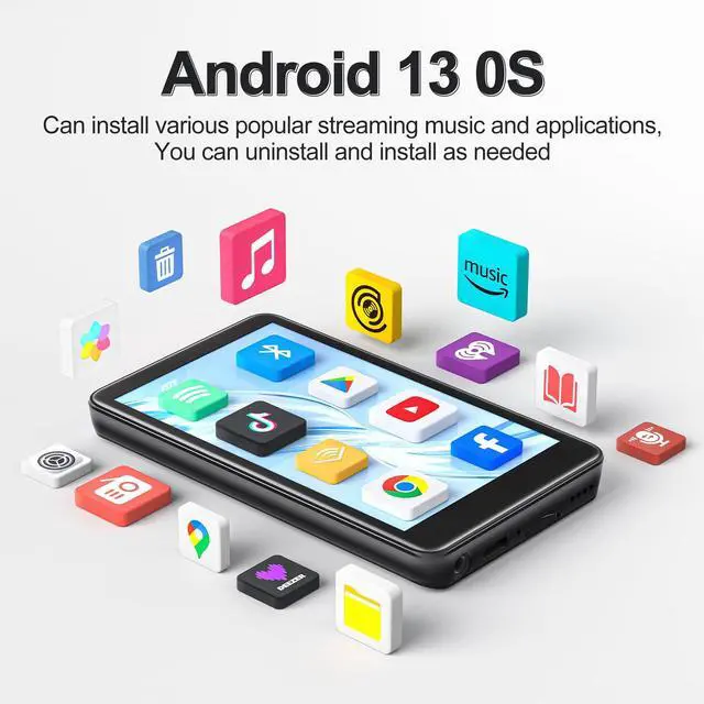 Alt view image 3 of 4 - 160GB MP3 Player with Bluetooth and WiFi, Music Player with Spotify,Pandora,Amazon Music,4" Touch Screen Android MP3 Player for Kids with Libby Spotify Kids (Black) (Black4) (Black)