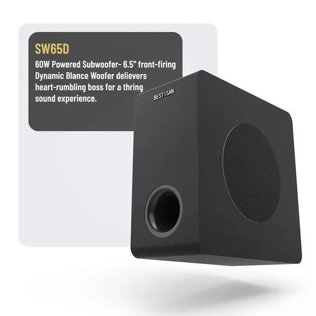 Alt view image 2 of 4 - Powered Subwoofer, 6.5" Active Home Audio Subwoofer in Compact Design for Receiver,Deep Bass in Black