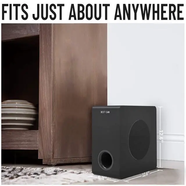 Alt view image 3 of 4 - Powered Subwoofer, 6.5" Active Home Audio Subwoofer in Compact Design for Receiver,Deep Bass in Black