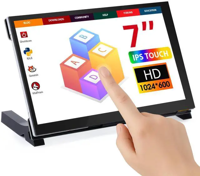 Main image of 7 Inch Touchscreen Monitor for Raspberry Pi, 1024X600 IPS HD Capacitive Touch Screen Display with Acrylic Stand, Plug and Play, Compatible with Raspberry Pi 5/4/3, Banana Pi, Jetson Nano