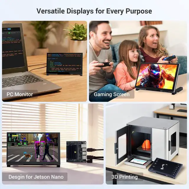 Alt view image 4 of 4 - 7 Inch Touchscreen Monitor for Raspberry Pi, 1024X600 IPS HD Capacitive Touch Screen Display with Acrylic Stand, Plug and Play, Compatible with Raspberry Pi 5/4/3, Banana Pi, Jetson Nano