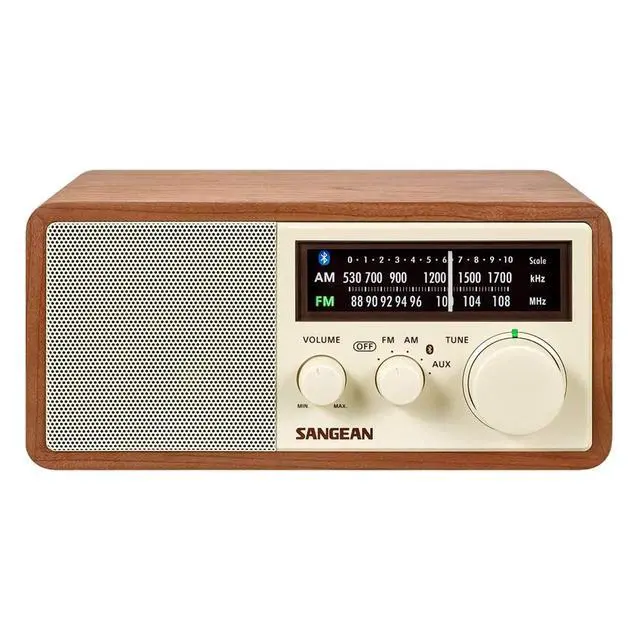 Alt view image 2 of 5 - WR-16 AM/FM Bluetooth Wooden Cabinet Radio