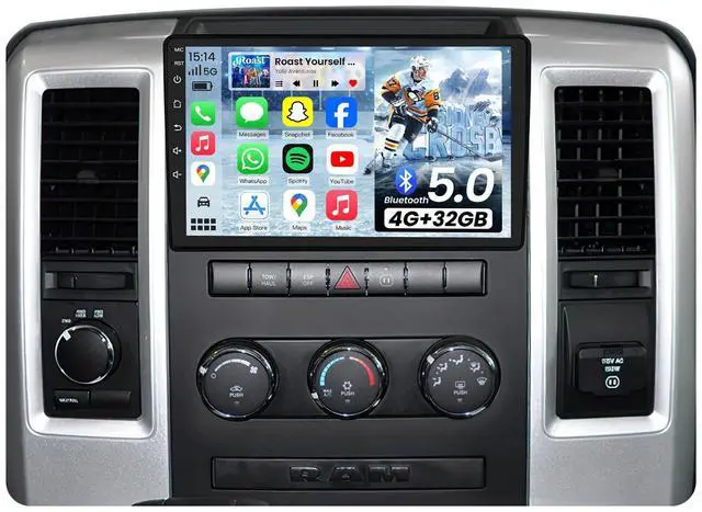 Main image of 8Core+4GB RAM Car Radio for Dodge Ram 1500 2500 3500 2009-2012: 10 Inch 1280 * 800 HD Touchscreen Android 13 Stereo Upgrade Wireless Carplay & Android Auto 5G WiFi Bluetooth GPS Backup Camera FM SWC