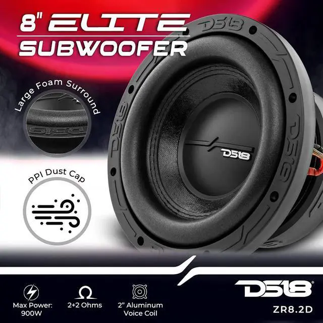 Alt view image 2 of 4 - ZR8.2D Elite-Z 8" Car Audio Subwoofer 1000W Watts Dual Voice Coil 2-Ohm DVC 2+2 OHMS (1 Speaker),Black