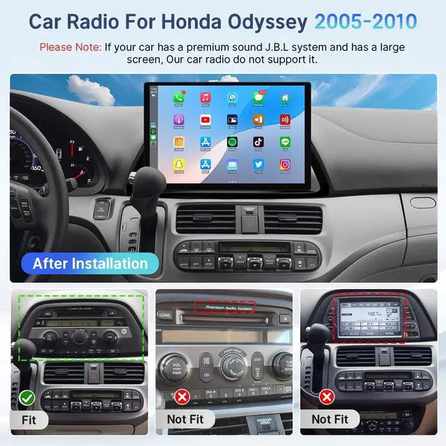 Alt view image 2 of 4 - 13.1" 2K Car Radio for Honda Odyssey 2005-2010 Stereo with Wireless Carplay Android Auto, 4+64GB Upgrade Honda Odyssey with GPS Navigation Bluetooth WiFi Rear Camera Split Screen