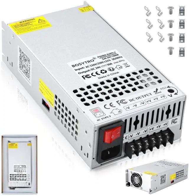 Main image of Upgraded Output Port 24V 50A 1200W DC Switching Power Supply, Universal Transformers PSU AC110V/220V (SMPS), 24 Volt Power Supply for 3D Printer, CCTV, DC Motor(Without Power Cord)