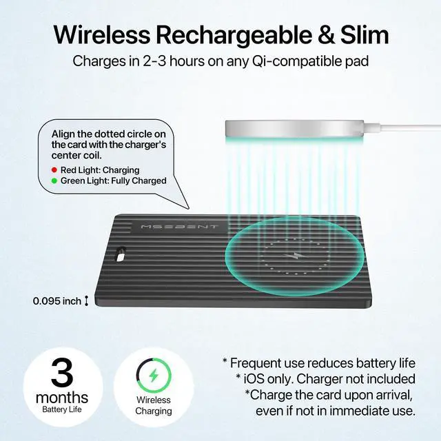 Alt view image 3 of 4 - Wallet Tracker Card Smart Tag 4 Pack, Apple MFi Certified Bluetooth Finder, Wireless Charging Slim Item Locator, IP67 Waterproof, Works with Apple Find My for Keys, Bags, Passport, iOS Only