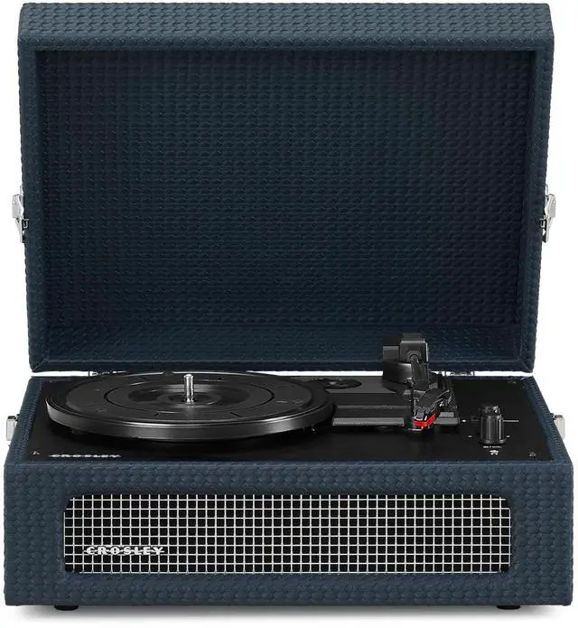 Main image of CR8017B-NY Voyager Vintage Portable Vinyl Record Player Turntable with Bluetooth in/Out and Built-in Speakers, Navy