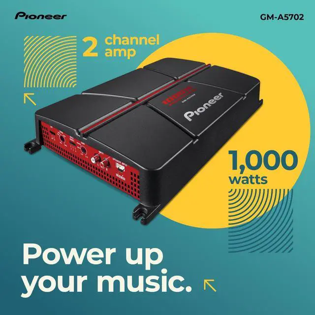 Alt view image 2 of 4 - GM-A5702 2-Channel Car Amplifier 1000W Max, Class AB, Bridgeable Design, Bridgeable, Variable Filters, High Power