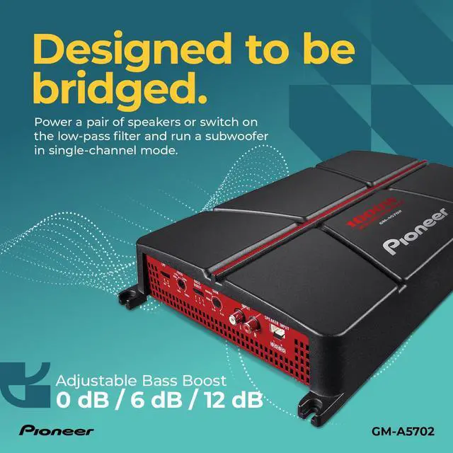 Alt view image 3 of 4 - GM-A5702 2-Channel Car Amplifier 1000W Max, Class AB, Bridgeable Design, Bridgeable, Variable Filters, High Power