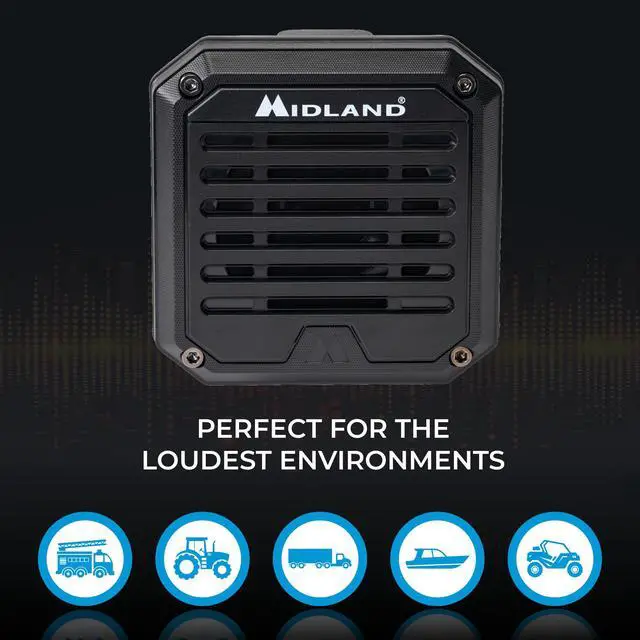 Alt view image 2 of 4 - SPK200 Heavy-Duty 20W Amplified External Speaker - AI Noise Cancellation 180 Degrees Swivel Base for CB and MXT Radios 8-OHM Sound System 3.5mm Audio Plug - Waterproof Design