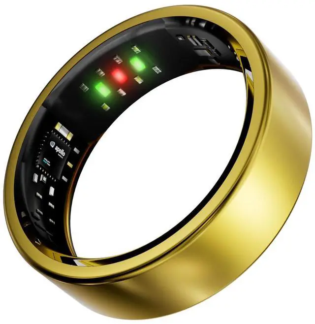 Main image of Titanium Smart Ring, Sleep & Activity Tracking Ring with Heart Rate, HRV, Stress Insights, 7-Day Battery Life, No Subscription, IP68 Waterproof, iOS & Android Compatible (Gold, 12)