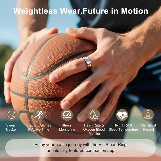 Alt view image 4 of 4 - Titanium Smart Ring, Sleep & Activity Tracking Ring with Heart Rate, HRV, Stress Insights, 7-Day Battery Life, No Subscription, IP68 Waterproof, iOS & Android Compatible (Rose Gold, 11)