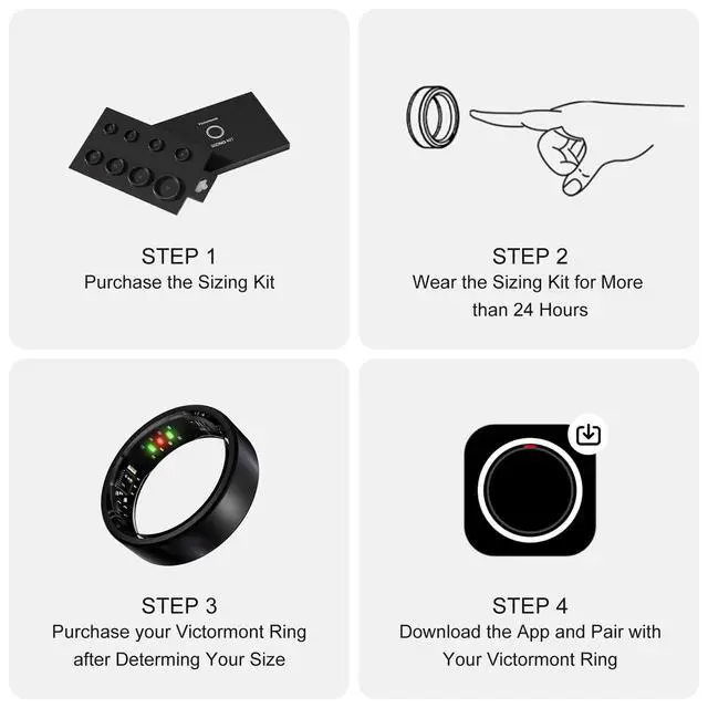 Alt view image 3 of 4 - Titanium Smart Ring, Sleep & Activity Tracking Ring with Heart Rate, HRV, Stress Insights, 7-Day Battery Life, No Subscription, IP68 Waterproof, iOS & Android Compatible (Black, 8)