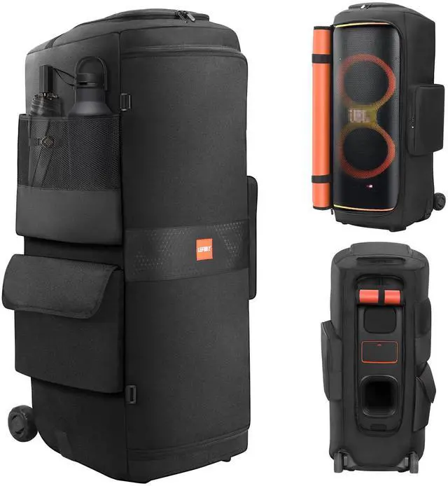 Main image of Speaker Case Compatible with JBL PartyBox 720,Bottomless Speaker Dust Cover Storage Bag Fits for JBL PartyBox 720 for Outdoor Travel,Black+Orange,Portable Cover Only(Without Wheels)