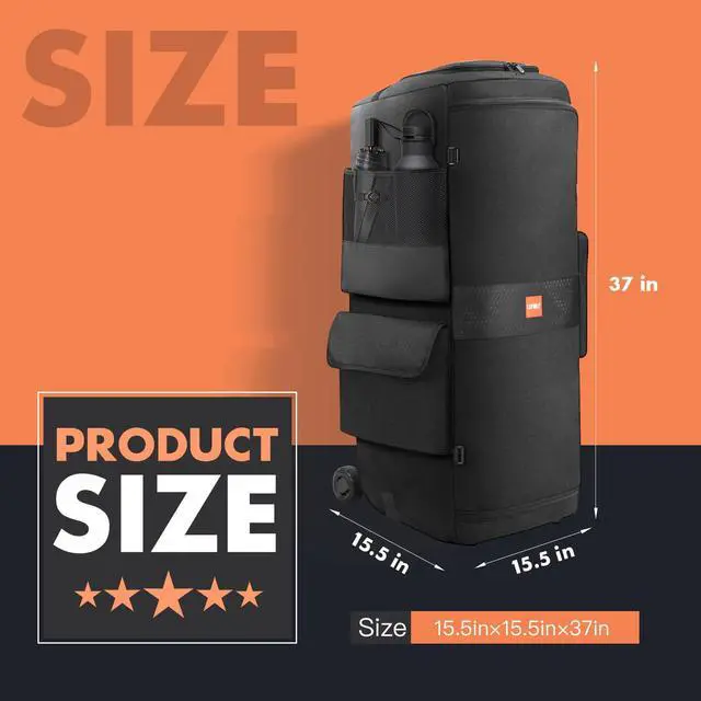 Alt view image 2 of 4 - Speaker Case Compatible with JBL PartyBox 720,Bottomless Speaker Dust Cover Storage Bag Fits for JBL PartyBox 720 for Outdoor Travel,Black+Orange,Portable Cover Only(Without Wheels)