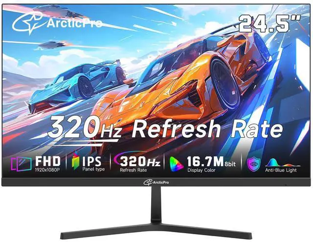 Main image of 24.5 inch 320Hz/300Hz/240Hz Gaming Monitor, FHD 1080p Computer Monitor, 1ms, IPS Panel, Adaptive sync, NTSC 85%, sRGB 120%, Ultra Slim, DP x2, HDMI x2, VESA, with DP Cable up to 320Hz
