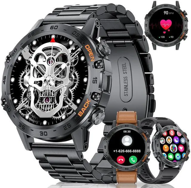 Main image of Smart Watch for Men(Answer/Dial Calls),100 Sports Modes, Fitness Watch with Blood Pressure/Heart Rate/SpO2,1.39''HD Touchscreen for Android/iOS Military Smart Watch 5ATM Waterproof Black