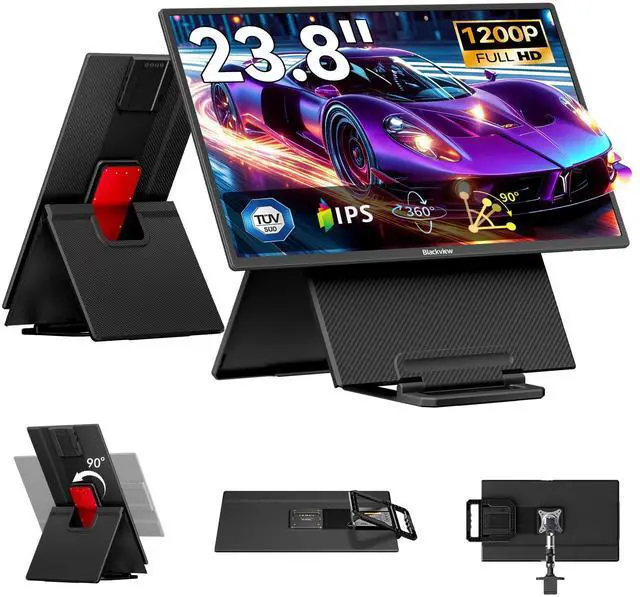 Main image of 24" Large Portable Monitor,1080P FHD 100Hz IPS Laptop Monitor Extender with Rotating Stand & VESA, Built-in Speakers, Portable Second Screen with USB-C HDMI for Work Gaming Office Home