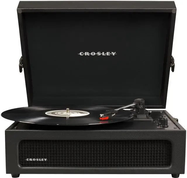 Main image of CR8017B-BK Voyager Vintage Portable Vinyl Record Player Turntable with Bluetooth in/Out and Built-in Speakers, Black
