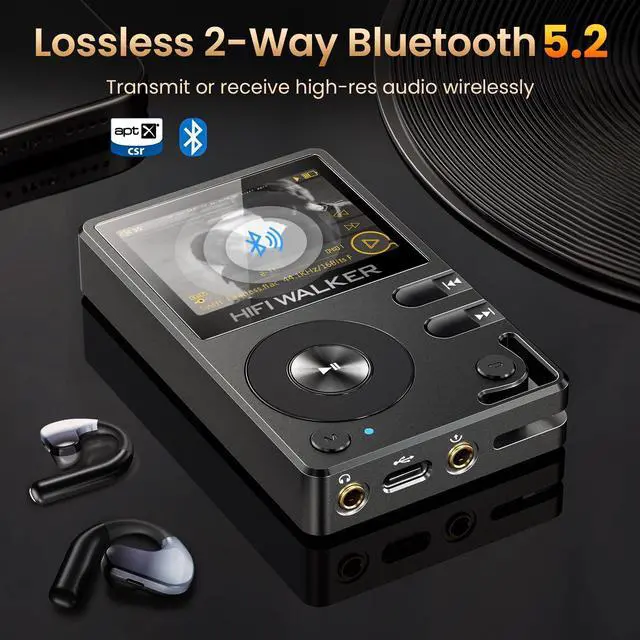 Alt view image 4 of 4 - H2 Hi-Res Bluetooth MP3 Player with 64GB MicroSD Card, Portable Lossless Digital Audio Player with ESS DAC, DSD FLAC Support, USB DAC, Line Out, Physical Controls, Supports up to 512GB