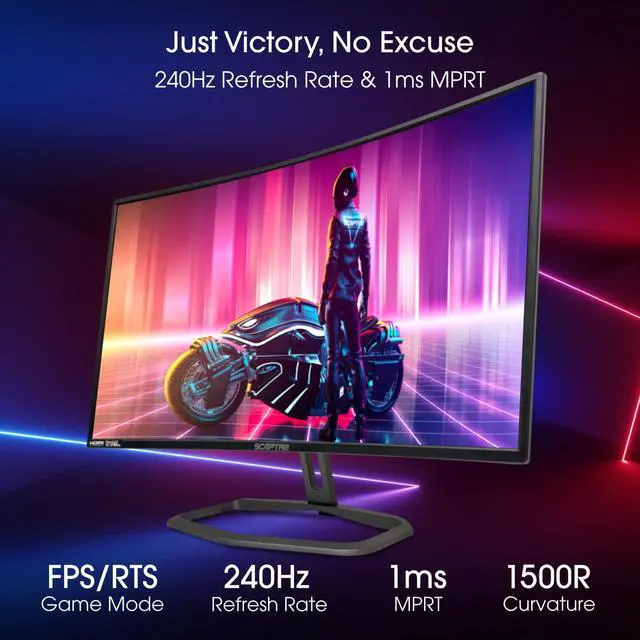 Alt view image 3 of 4 - Curved 32-Inch Prime Gaming Monitor 1080p 240+Hz, 1ms, 110% sRGB AMD FreeSync Premium Built-in Speakers HDMI DisplayPort Machine Black 2026 (C325B-FWD240.A1 Series)