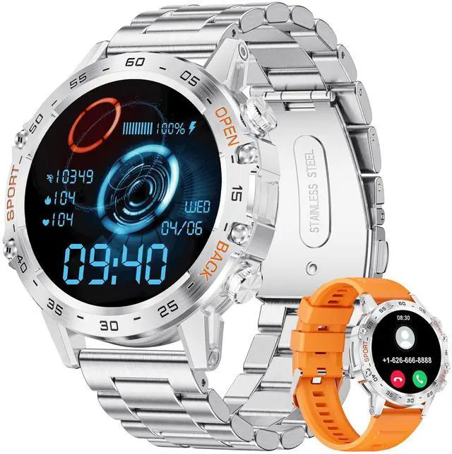 Main image of Military Smart Watch for Men(Answer/Dial Calls),1.39''HD Touchscreen,5ATM Waterproof Fitness Watch,100 Sports Modes, with Heart Rate/SpO2 for Android/iOS Smart Watch Silver