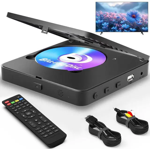 Main image of Blu Ray DVD Player, 1080P Full HD Home Theater Disc Player for Smart & Old TVs, HDMI/AV Output, Dolby DTS Audio, 128GB USB Playback, Region A/1 Blu-ray & All DVDs