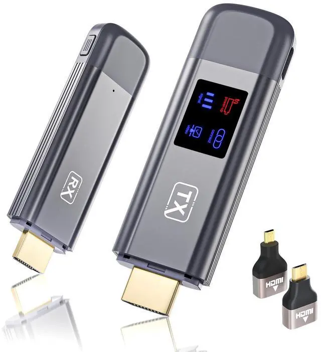 Main image of Wireless HDMI Transmitter and Receiver, Wireless HDMI Extender, 4K Decode 1080P Output, Metal Housing, LED Display, 100FT Range, 2.4G&5G, for PC/Camera/HDTV/TV Box