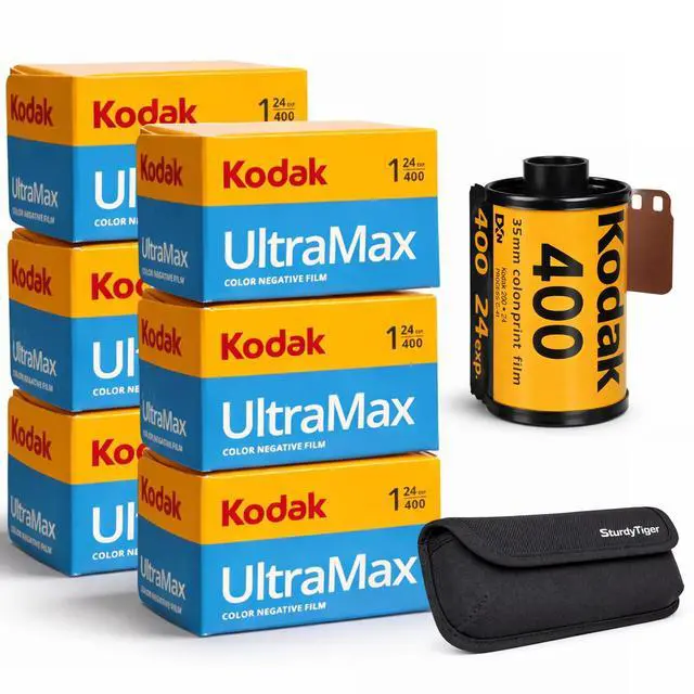 Main image of Kodak Ultramax 400 35mm Film Roll (24 Exposures) 6 Rolls + Sturdy Tiger Film Storage Case