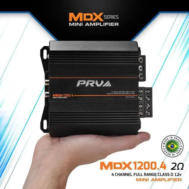 Alt view image 2 of 3 - MDX1200.4 2 Ohm Mini 4 Channel Car Audio Amplifier 4 x 300 Watts RMS at 2 Ohm - 1200 Watt 12 Volts Bridgeable Amp for Powersports, Motorcycles, ATV, for High Power Stereo Speaker Systems