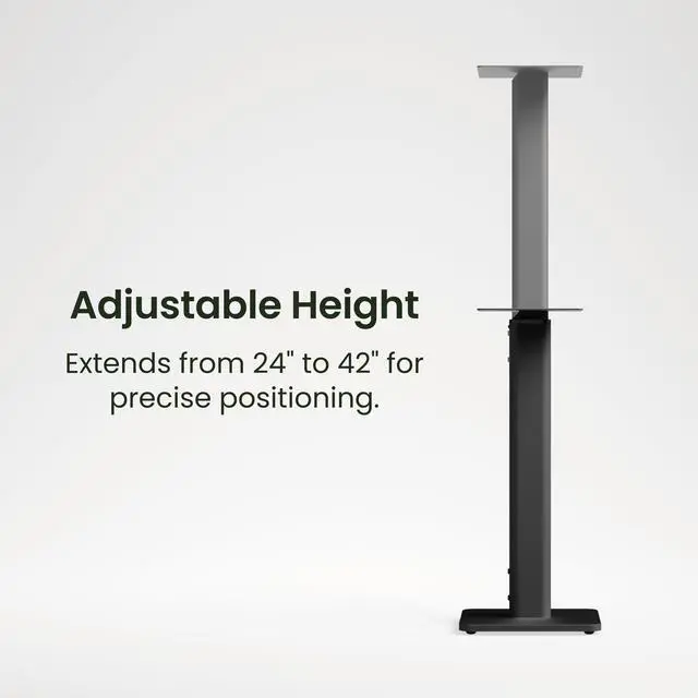 Alt view image 3 of 4 - SPH Universal Height Adjustable Floor Speaker Stands for Bookshelf Speakers up to 30 lb (13.6 kg) | 24-42 Height Adjustment | Internal Cable Management | Pair | Black