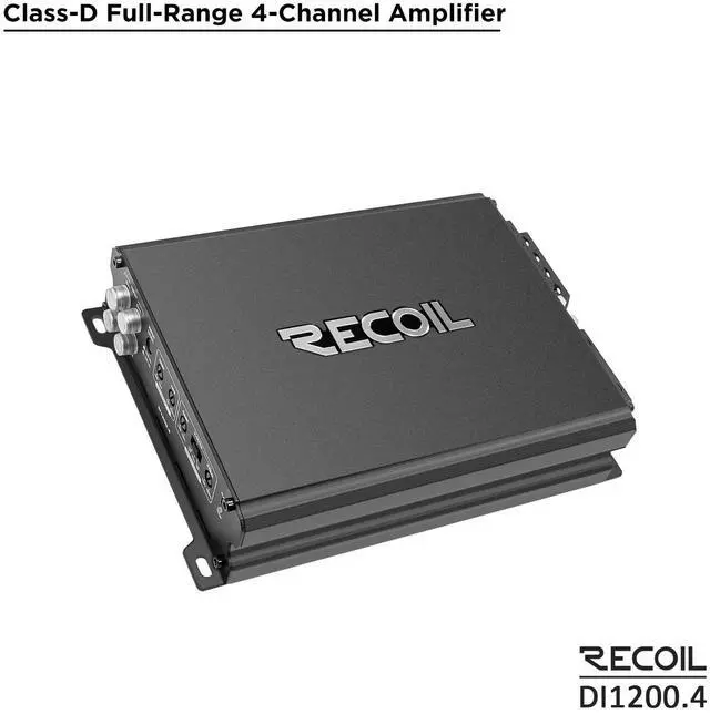 Alt view image 2 of 4 - DI1200-4 Full-Range Class-D 4-Channel Car Audio Amplifier, 2,400 Watts, 2-4 Ohm Stable, MOSFET Power Supply, Bridgeable