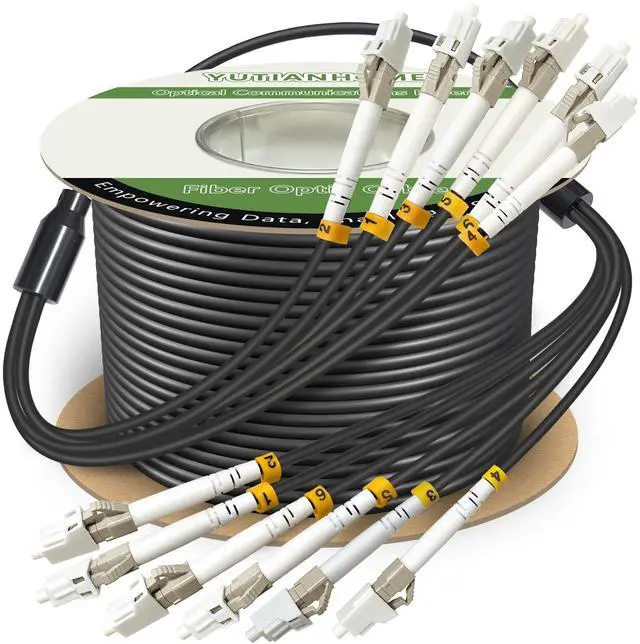 Main image of 250ft (75 Meters) 6 Core OM3 Multimode Industrial TPU LC to LC Outdoor Armored Fiber Patch Cable, Direct Burial 6 Strands Fiber Optic Cable, 10Gb Duplex 50/125um MMF LC-LC 6 Fibers