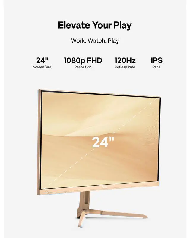 Alt view image 3 of 6 - PX246 Wave Beige 24 inch 120Hz Refresh Rate FHD 1080p Resolution IPS Panel 4ms GTG Response Time Gaming Monitor with Adaptive Sync