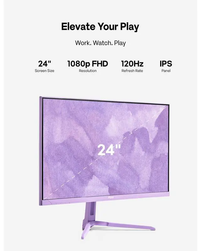 Alt view image 3 of 6 - PX246 Wave Purple 24 inch 120Hz Refresh Rate FHD 1080p Resolution IPS Panel 4ms GTG Response Time Gaming Monitor with Adaptive Sync