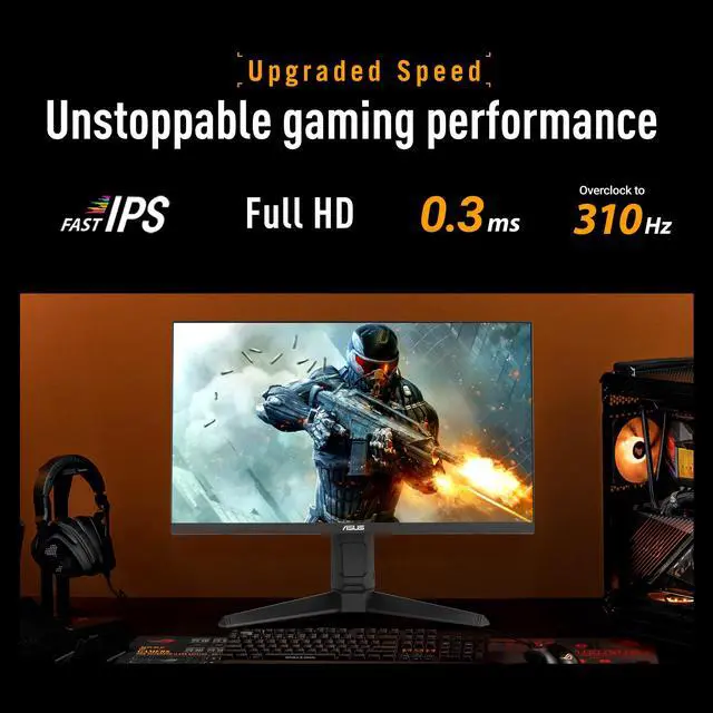 Alt view image 2 of 6 - TUF Gaming Series 5 24.5 1080P Gaming Monitor (VG259QMRL5A) - Full HD, Fast-IPS Panel, 310Hz, 0.3ms, DisplayHDR400, 99% sRGB, Height Adjustable, DisplayWidget, Gaming AI