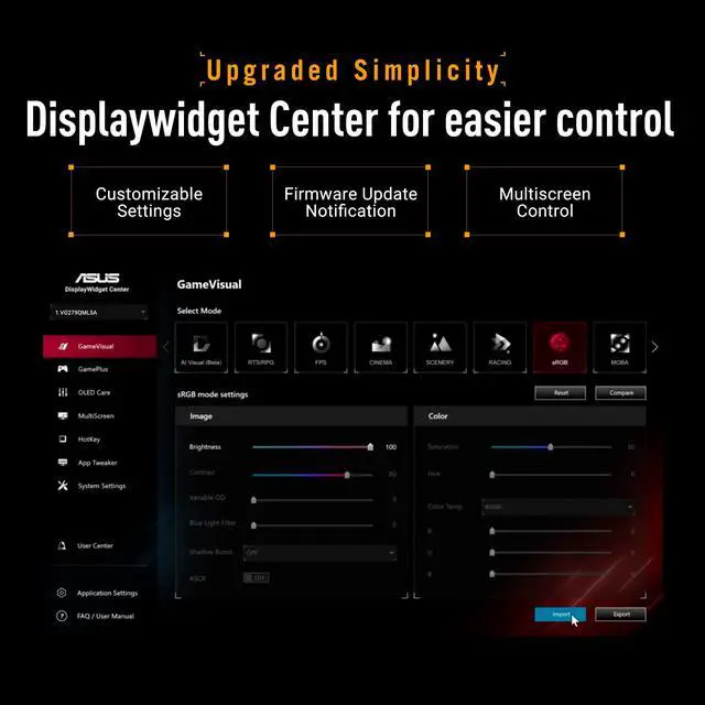 Alt view image 6 of 6 - TUF Gaming Series 5 24.5 1080P Gaming Monitor (VG259QMRL5A) - Full HD, Fast-IPS Panel, 310Hz, 0.3ms, DisplayHDR400, 99% sRGB, Height Adjustable, DisplayWidget, Gaming AI